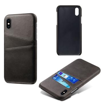 iPhone X/XS KSQ Belagt Plastikcover med Kortlommer - Sort
