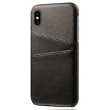 iPhone X/XS KSQ Belagt Plastikcover med Kortlommer - Sort