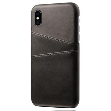 iPhone X/XS KSQ Belagt Plastikcover med Kortlommer - Sort