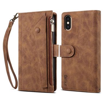 iPhone X/XS Esseble Etui M. Pung med lynlås og håndledsrem - brun