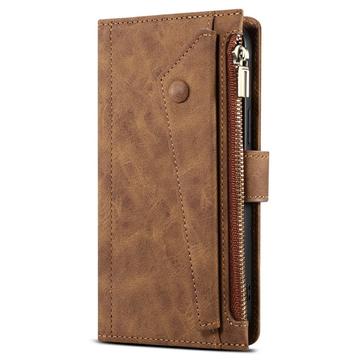 iPhone X/XS Esseble Etui M. Pung med lynlås og håndledsrem - brun