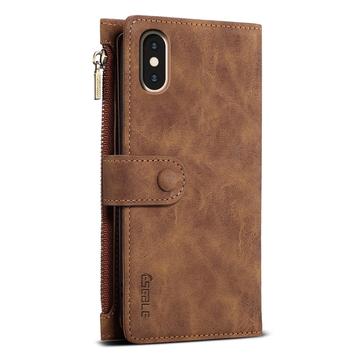 iPhone X/XS Esseble Etui M. Pung med lynlås og håndledsrem - brun