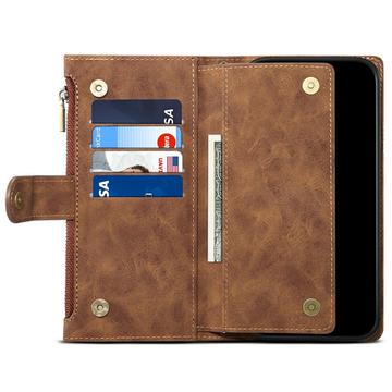 iPhone X/XS Esseble Etui M. Pung med lynlås og håndledsrem - brun