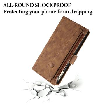 iPhone X/XS Esseble Etui M. Pung med lynlås og håndledsrem - brun