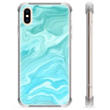 iPhone X / iPhone XS Hybrid Cover - Blå Marmor