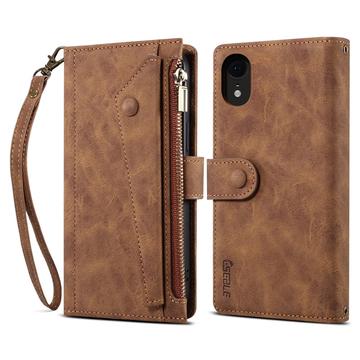 iPhone XR Esseble-etui med lynlås og håndledsrem - brun