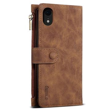iPhone XR Esseble-etui med lynlås og håndledsrem - brun