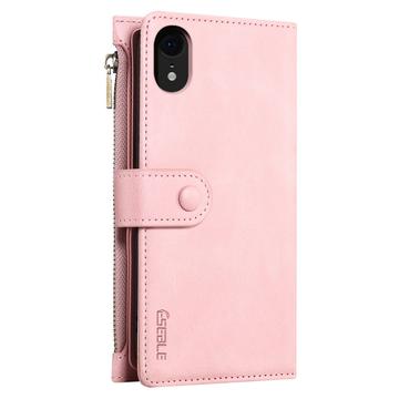 iPhone XR Esseble-etui med lynlås og håndledsrem - lyserød