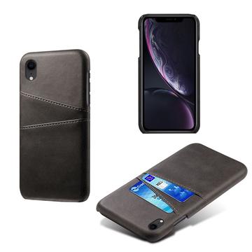 iPhone XR KSQ Belagt Plastikcover med Kortlommer - Sort