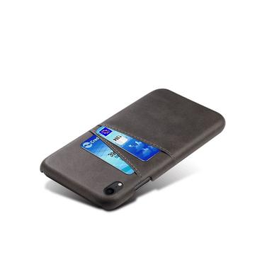 iPhone XR KSQ Belagt Plastikcover med Kortlommer - Sort