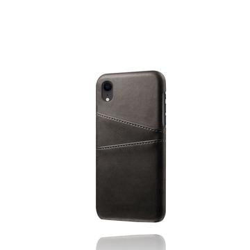 iPhone XR KSQ Belagt Plastikcover med Kortlommer - Sort