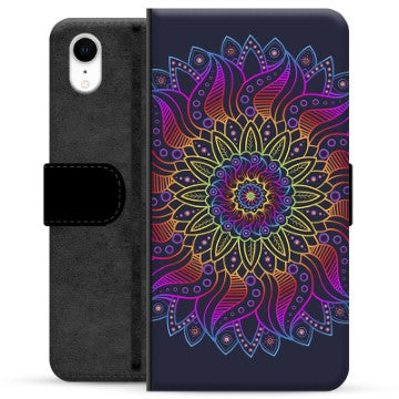 iPhone XR Premium Flip Cover med Pung - Farverig Mandala