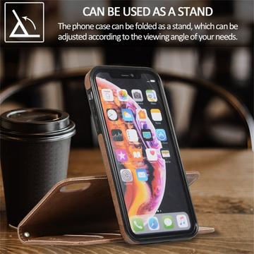 iPhone XR Vintage 2-i-1-pungetui med aftageligt låg - brun