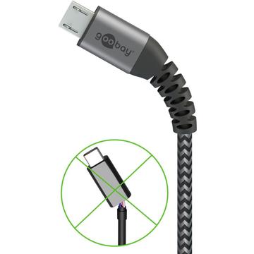 Goobay MicroUSB / USB-A-kabel - 0.5m - Space Grå / Sølv