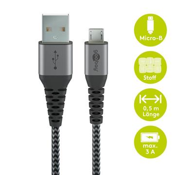Goobay MicroUSB / USB-A-kabel - 0.5m - Space Grå / Sølv