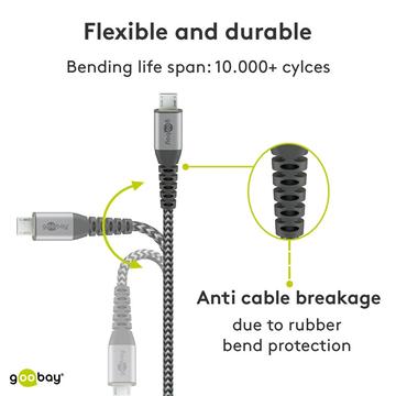 Goobay MicroUSB / USB-A-kabel - 0.5m - Space Grå / Sølv