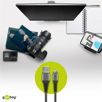 Goobay MicroUSB / USB-A-kabel - 0.5m - Space Grå / Sølv