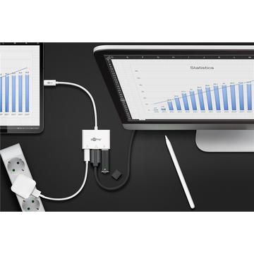 Goobay USB-C til HDMI / USB 3.0 & USB-C PD Adapter Kabel - Hvid