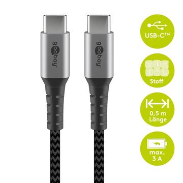 Goobay USB-C / USB-C-kabel - 0.5m - Space Grå / Sølv