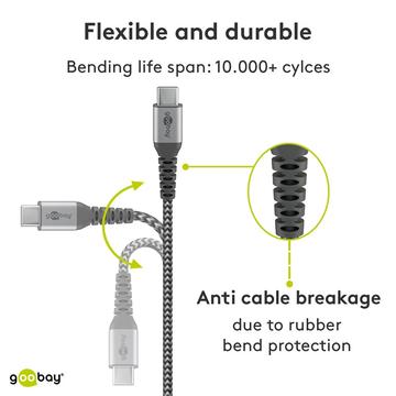 Goobay USB-C / USB-C-kabel - 0.5m - Space Grå / Sølv