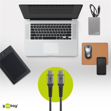 Goobay USB-C / USB-C-kabel - 0.5m - Space Grå / Sølv